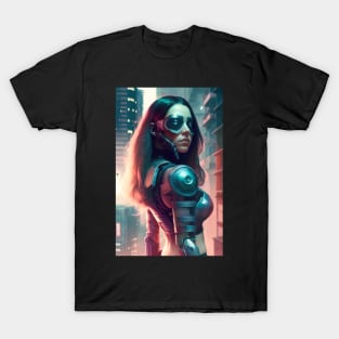 Abstract Cyberpunk Female Cyborg T-Shirt